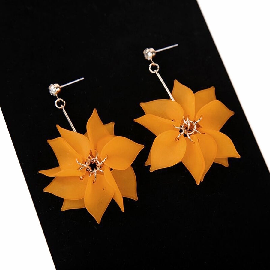 Sweet Resin Flower Petal Long Dangle Women Stud Earrings Jewelry Valentine Gift Image 1