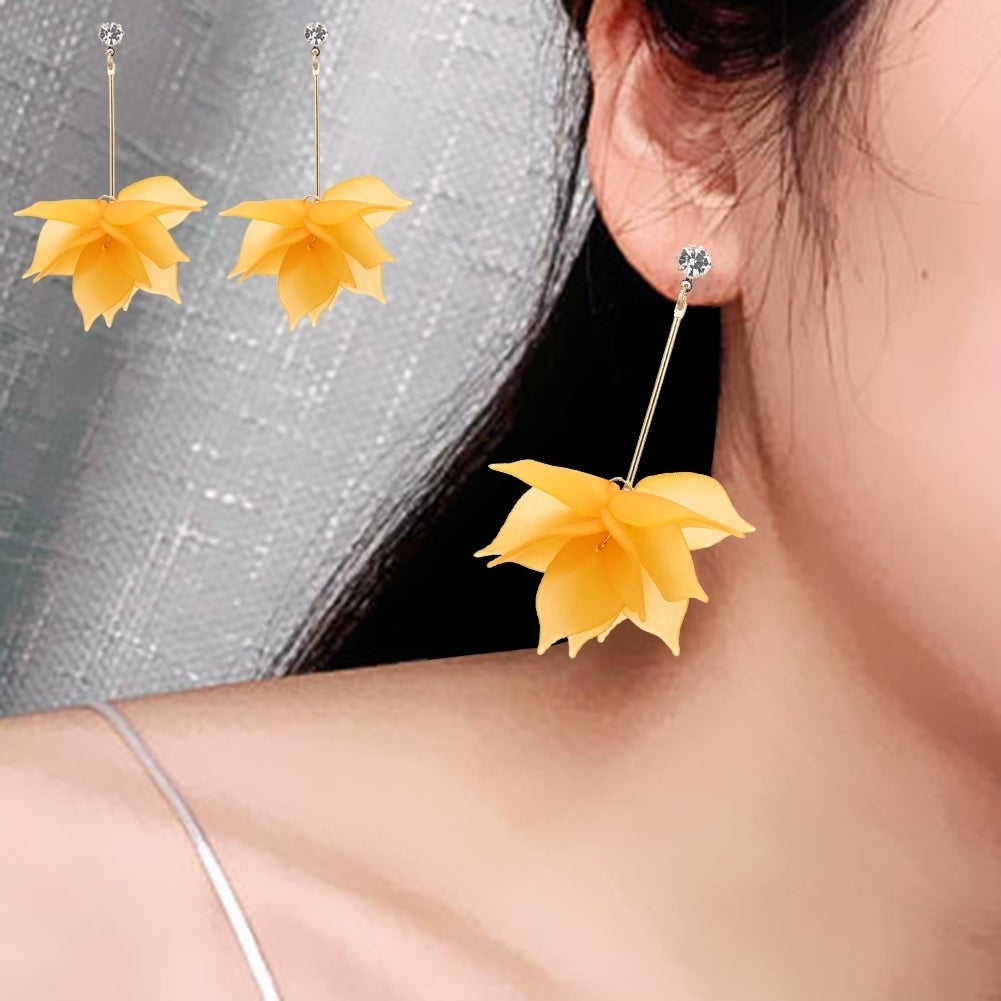 Sweet Resin Flower Petal Long Dangle Women Stud Earrings Jewelry Valentine Gift Image 6