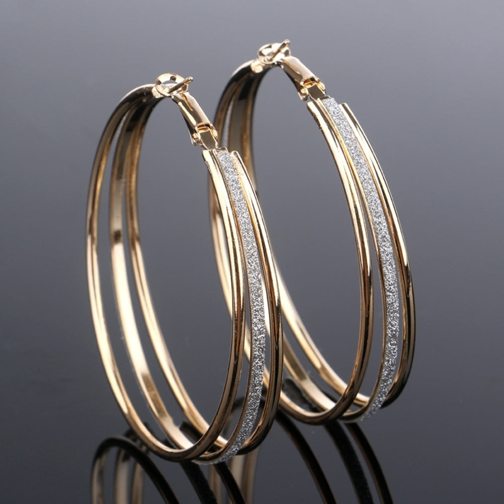 Women Fashion Frosted Multilayer Round Circle Dangle Earrings Party Jewelry Gift Image 1