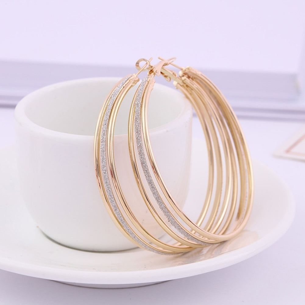 Women Fashion Frosted Multilayer Round Circle Dangle Earrings Party Jewelry Gift Image 10