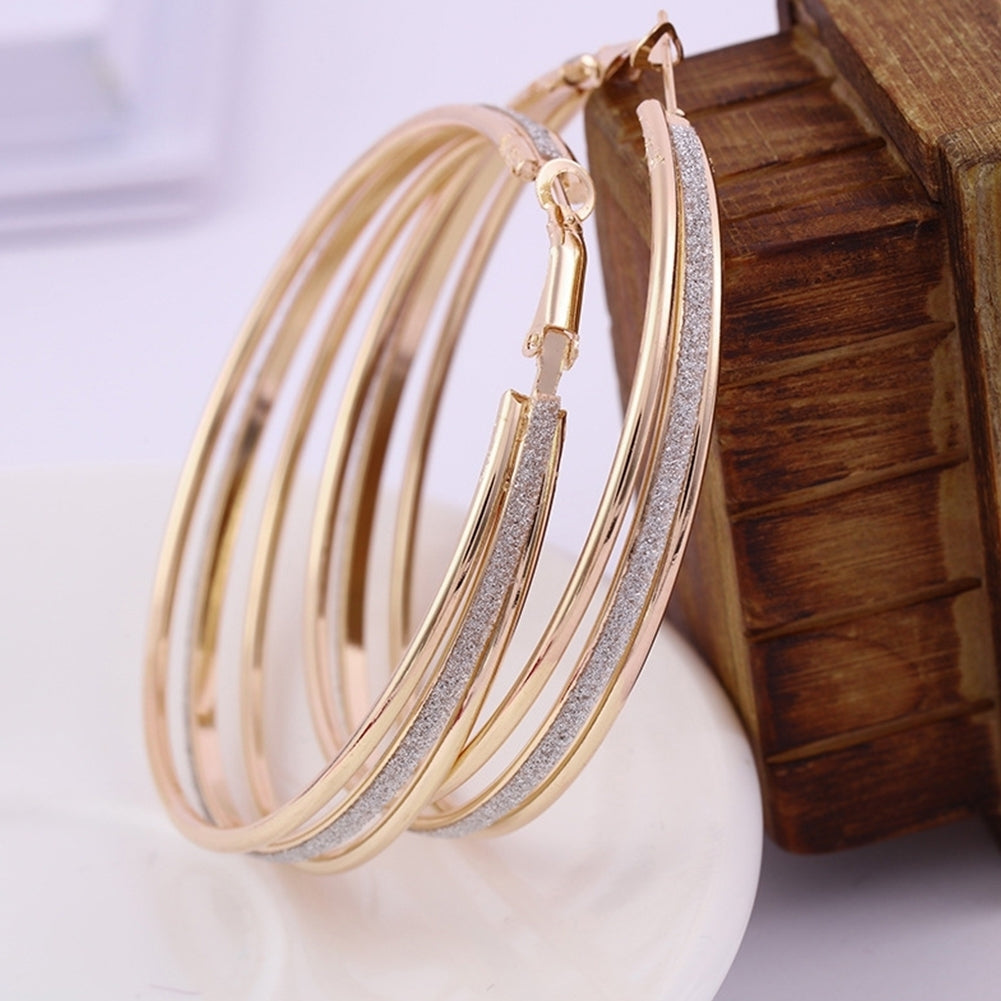 Women Fashion Frosted Multilayer Round Circle Dangle Earrings Party Jewelry Gift Image 12