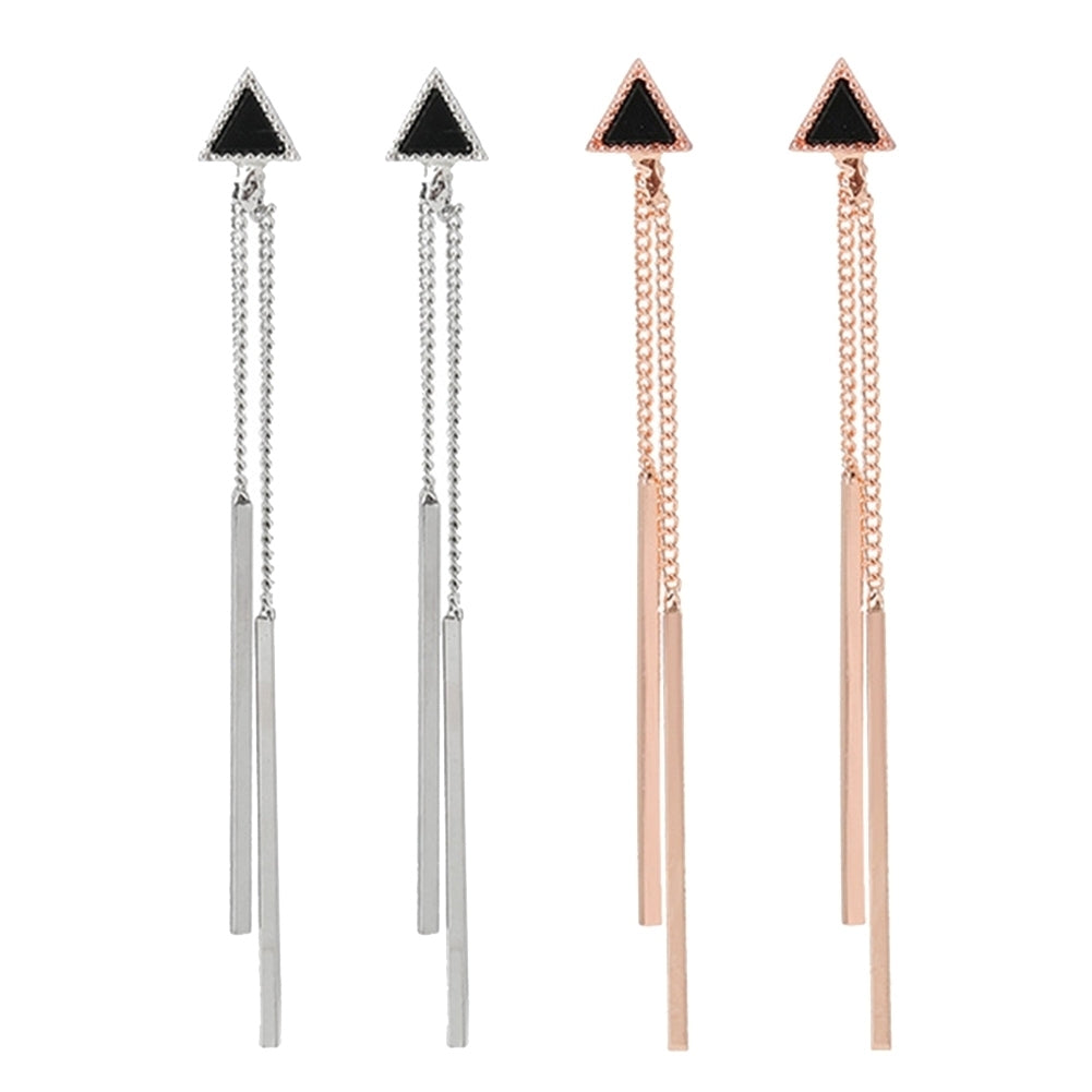 Fashion Evening Party Women Triangle Long Tassel Bar Dangle Stud Earrings Gift Image 1