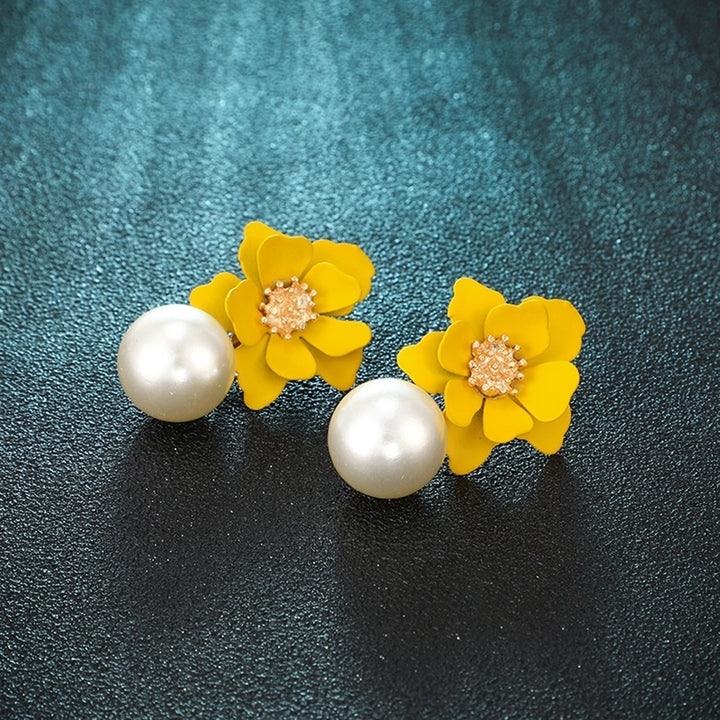 Women Fashion Flower Faux Pearl Pendant Ear Studs Party Earrings Jewelry Gift Image 7