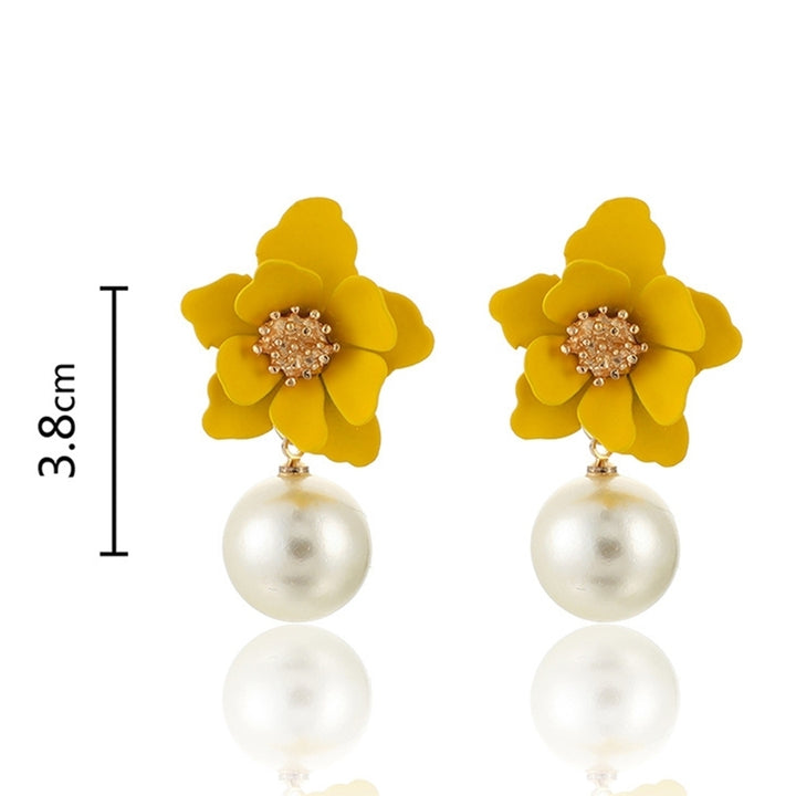 Women Fashion Flower Faux Pearl Pendant Ear Studs Party Earrings Jewelry Gift Image 11