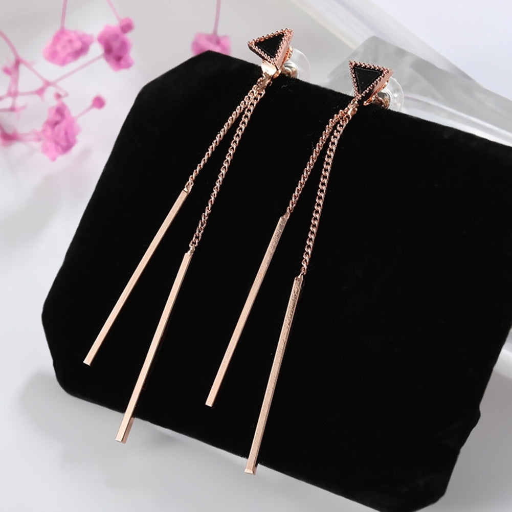 Fashion Evening Party Women Triangle Long Tassel Bar Dangle Stud Earrings Gift Image 6