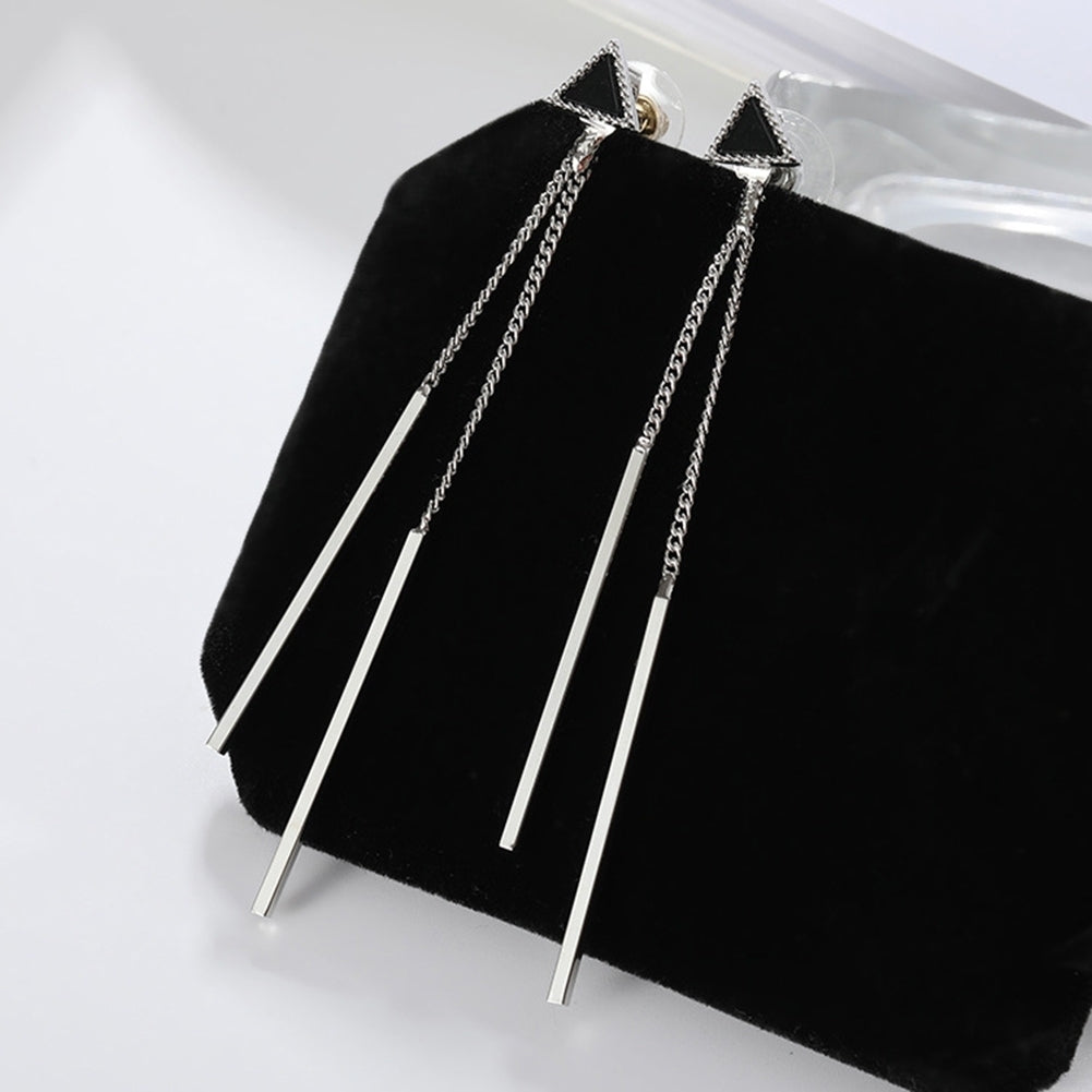 Fashion Evening Party Women Triangle Long Tassel Bar Dangle Stud Earrings Gift Image 7