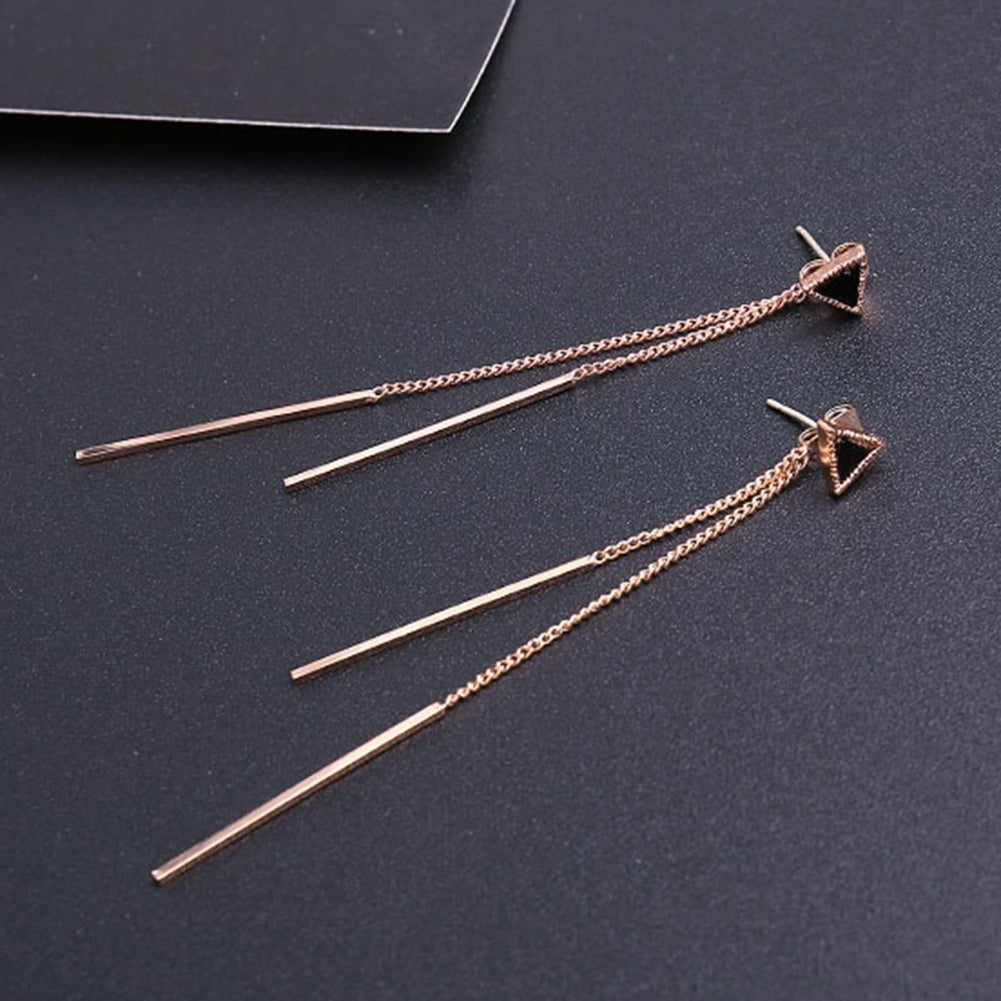 Fashion Evening Party Women Triangle Long Tassel Bar Dangle Stud Earrings Gift Image 8