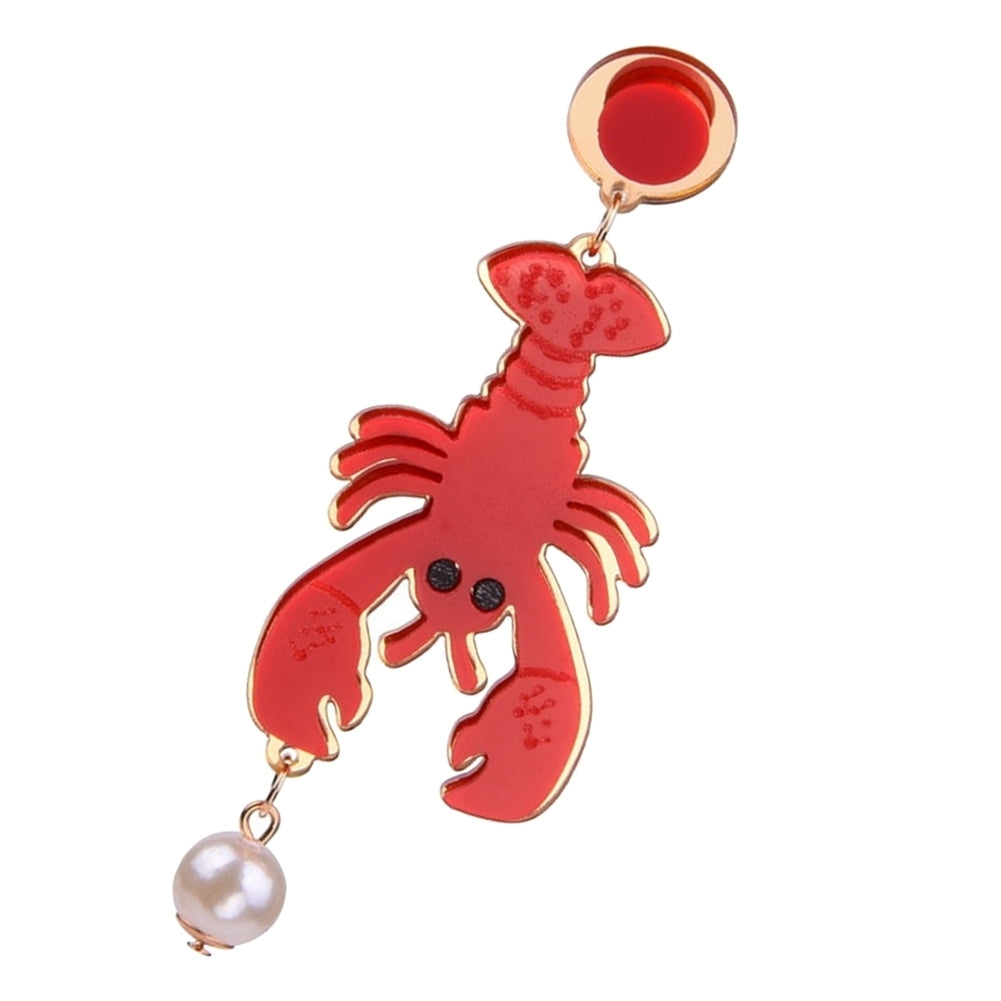 Creative Lady Acrylic Lobster Octopus Faux Pearl Pendant Statement Stud Earrings Image 7