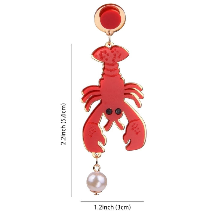 Creative Lady Acrylic Lobster Octopus Faux Pearl Pendant Statement Stud Earrings Image 10