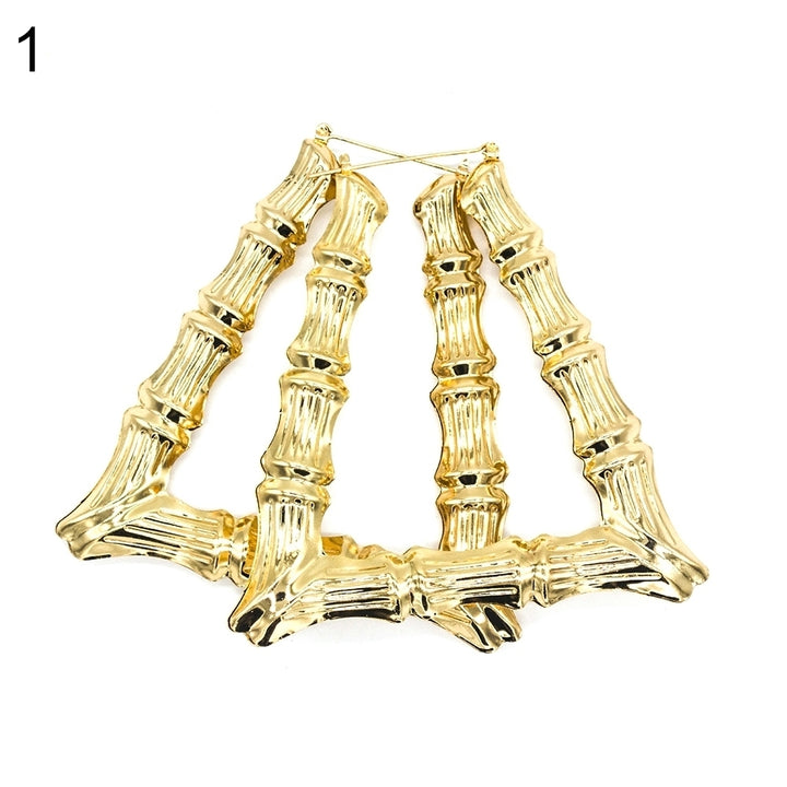 Fashion Women Bamboo Joints Triangle Heart Earrings Party Statement Jewelry Gift Image 4