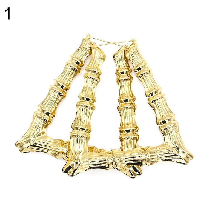 Fashion Women Bamboo Joints Triangle Heart Earrings Party Statement Jewelry Gift Image 1