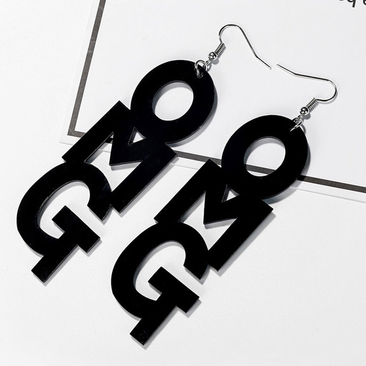 Hip Hop OMG Letter Acrylic Long Dangle Statement Women Hook Earrings Jewelry Image 7