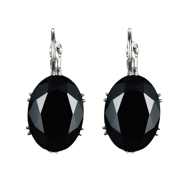 Fashion Women Oval Cubic Zirconia Inlaid Leverback Earrings Party Jewelry Gift Image 2