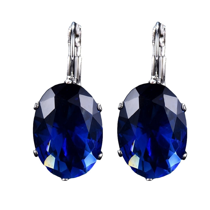 Fashion Women Oval Cubic Zirconia Inlaid Leverback Earrings Party Jewelry Gift Image 4