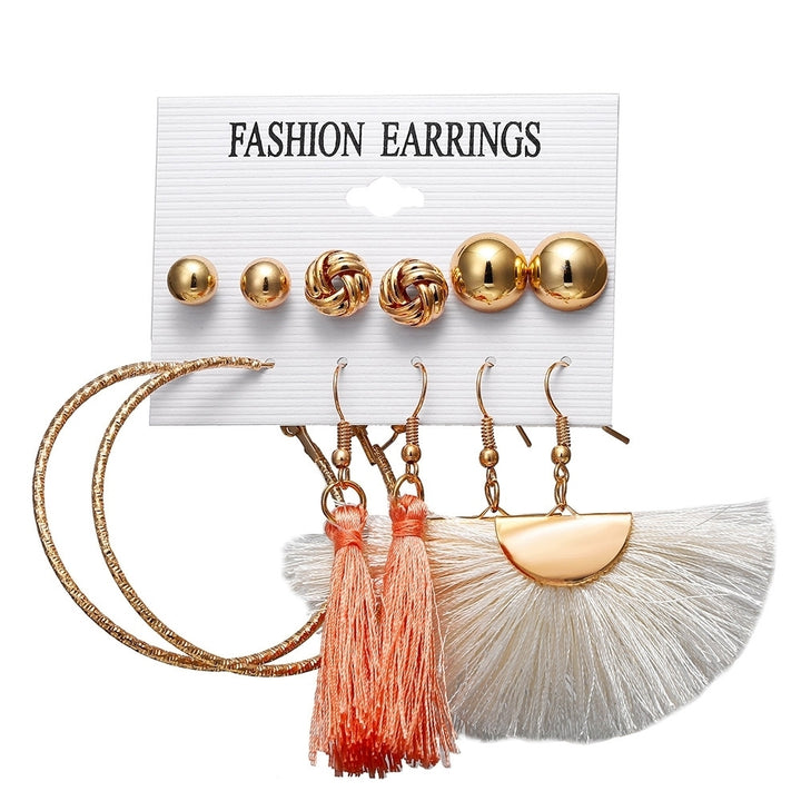 6Pcs Bohemia Women Tassel Hook Earrings Ear Stud Set Jewelry Accessories Image 6