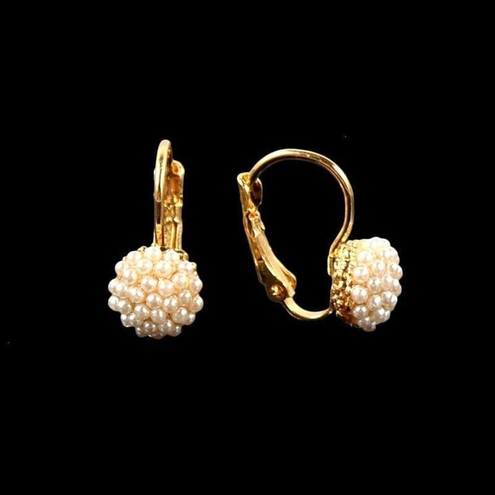 Fashion Women Round Faux Pearl Charm Leverback Earrings Piercing Jewelry Gift Image 4