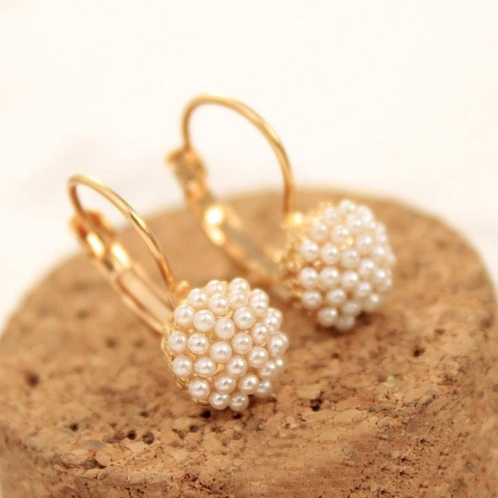 Fashion Women Round Faux Pearl Charm Leverback Earrings Piercing Jewelry Gift Image 7