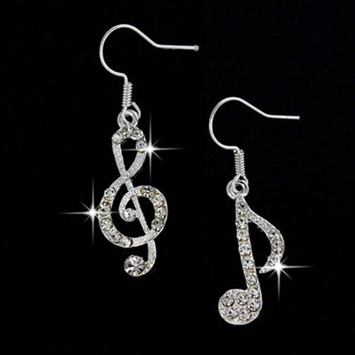 Fashion Women Rhinestone Inlaid Treble Music Note Charm Dangle Hook Earring Image 6