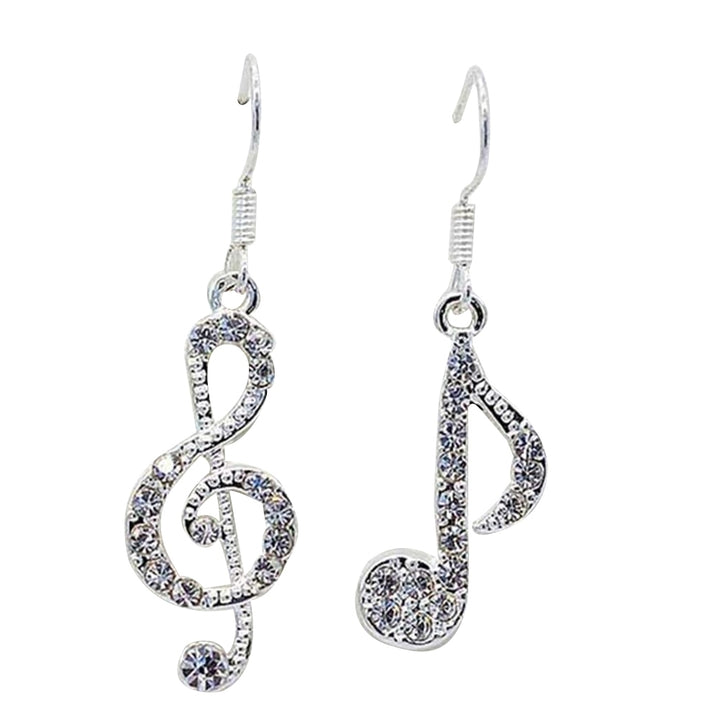 Fashion Women Rhinestone Inlaid Treble Music Note Charm Dangle Hook Earring Image 7