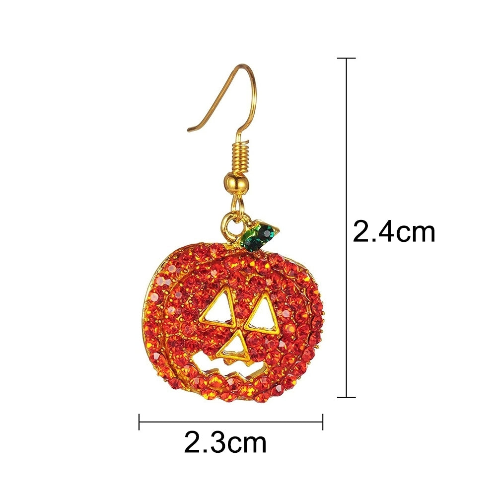 Women Cubic Zirconia Inlaid Pumpkin Dangle Hook Earrings Halloween Jewelry Gift Image 8