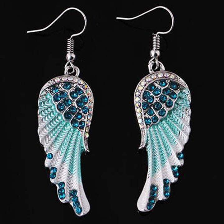 Party Fashion Angel Wing Rhinestone Inlaid Dangle Women Hook Earrings Jewelry Image 9