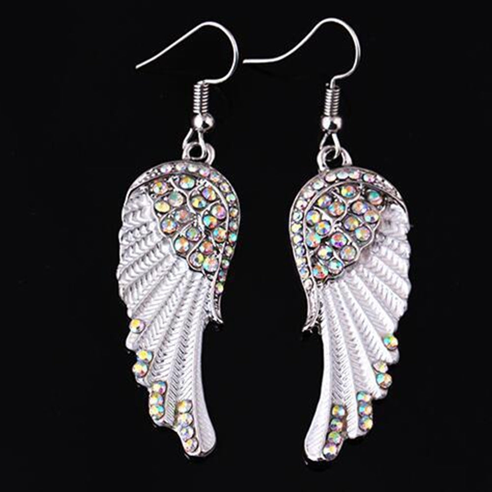 Party Fashion Angel Wing Rhinestone Inlaid Dangle Women Hook Earrings Jewelry Image 10