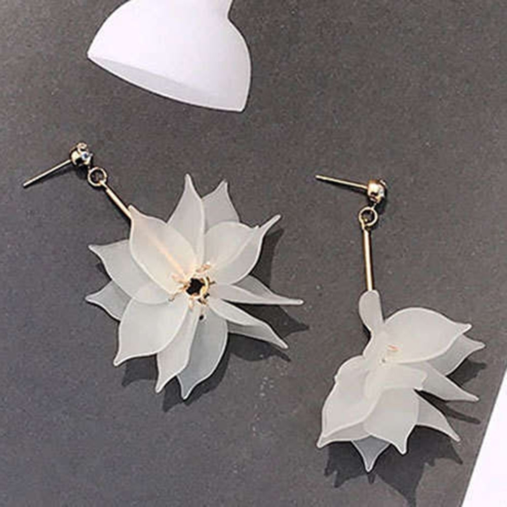 Fashion Women Flower Petal Charm Long Earrings Dangle Ear Studs Jewelry Gift Image 3