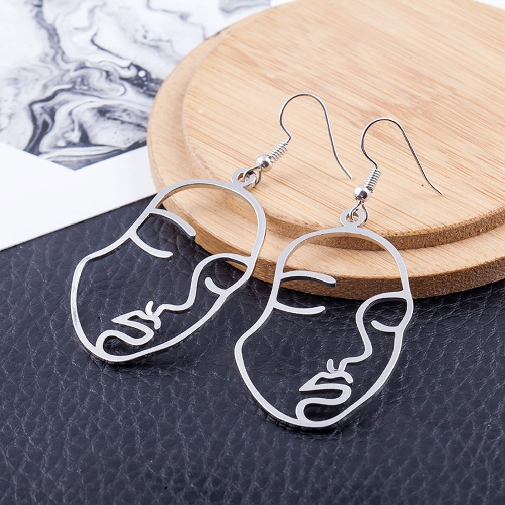 Creative Women Hollow Out Face Dangle Hook Earrings Statement Party Jewelry Gift Image 2