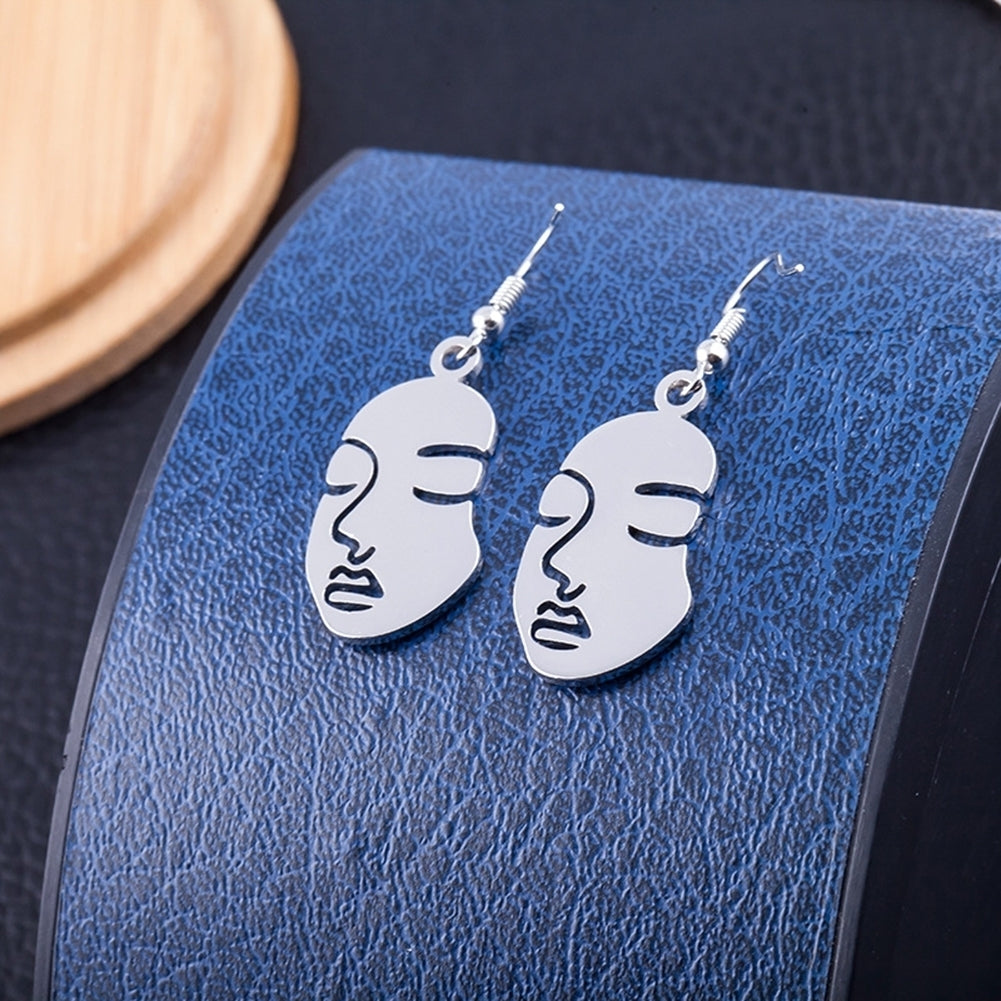 Creative Women Hollow Out Face Dangle Hook Earrings Statement Party Jewelry Gift Image 4