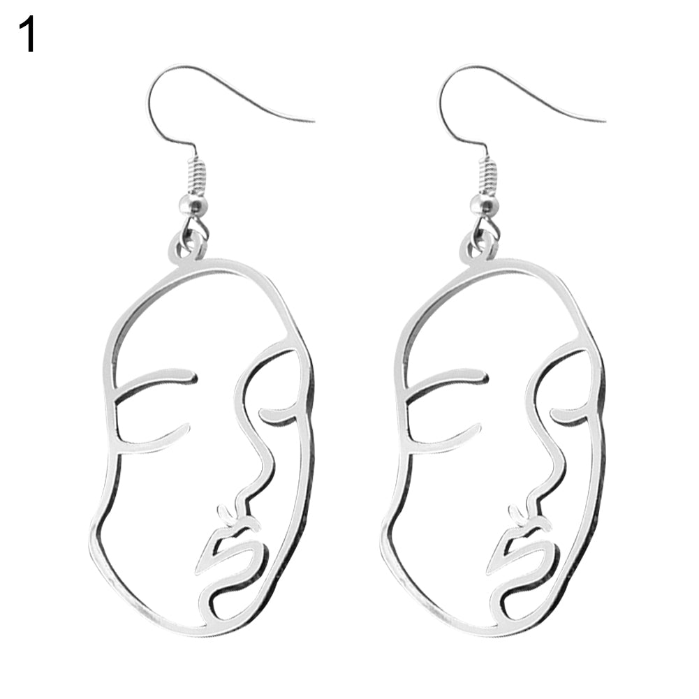 Creative Women Hollow Out Face Dangle Hook Earrings Statement Party Jewelry Gift Image 6