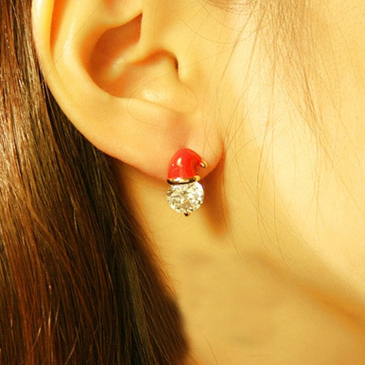 Earrings Christmas Hat Design Exquisite Alloy Rhinestones Inlaid Ear Studs for Women Image 2