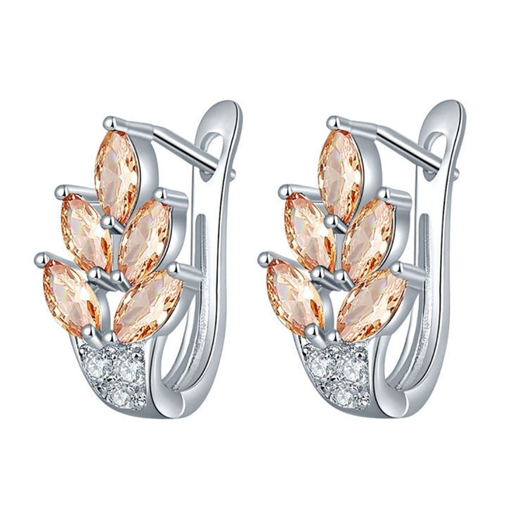 Women Cubic Zirconia Inlaid Huggie Earrings Wedding Engagement Jewelry Gift Image 2