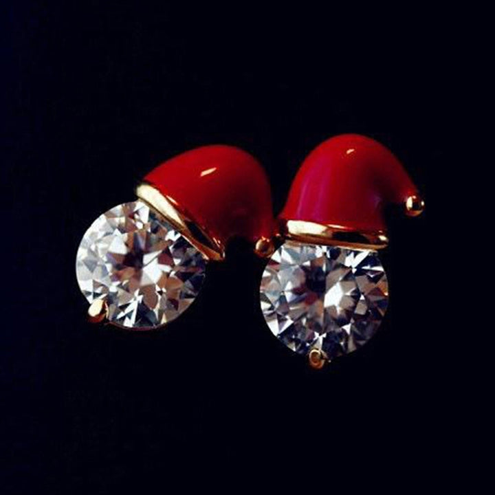 Earrings Christmas Hat Design Exquisite Alloy Rhinestones Inlaid Ear Studs for Women Image 4