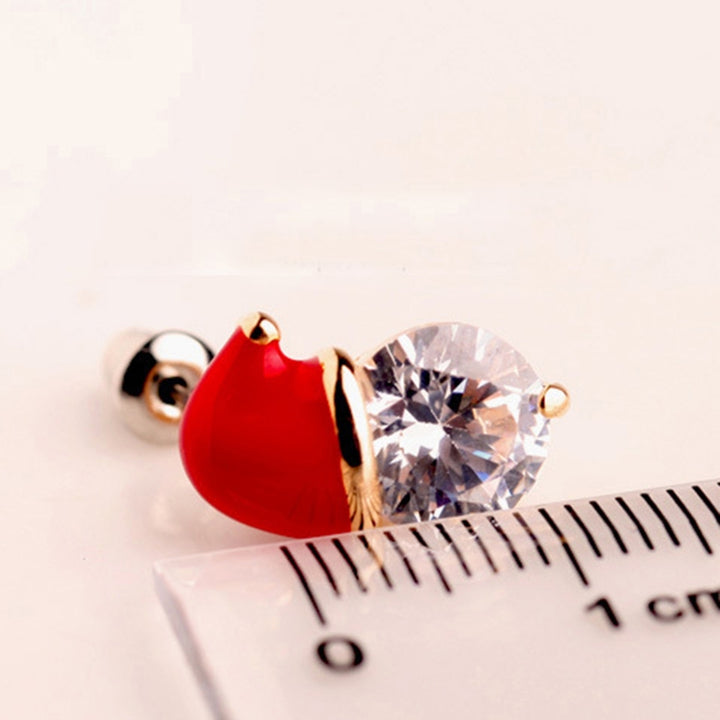 Earrings Christmas Hat Design Exquisite Alloy Rhinestones Inlaid Ear Studs for Women Image 4