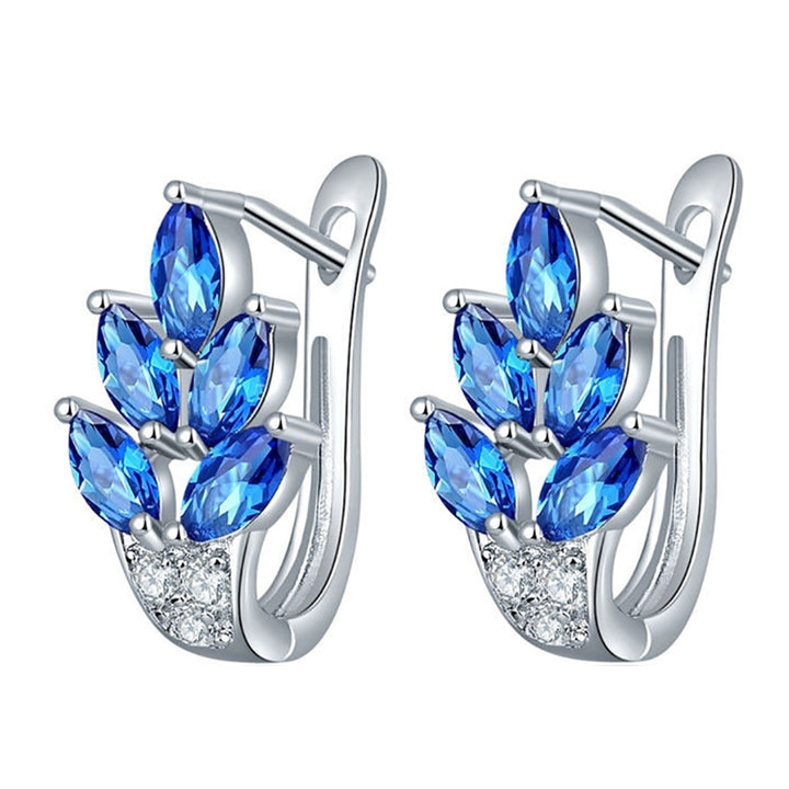 Women Cubic Zirconia Inlaid Huggie Earrings Wedding Engagement Jewelry Gift Image 4