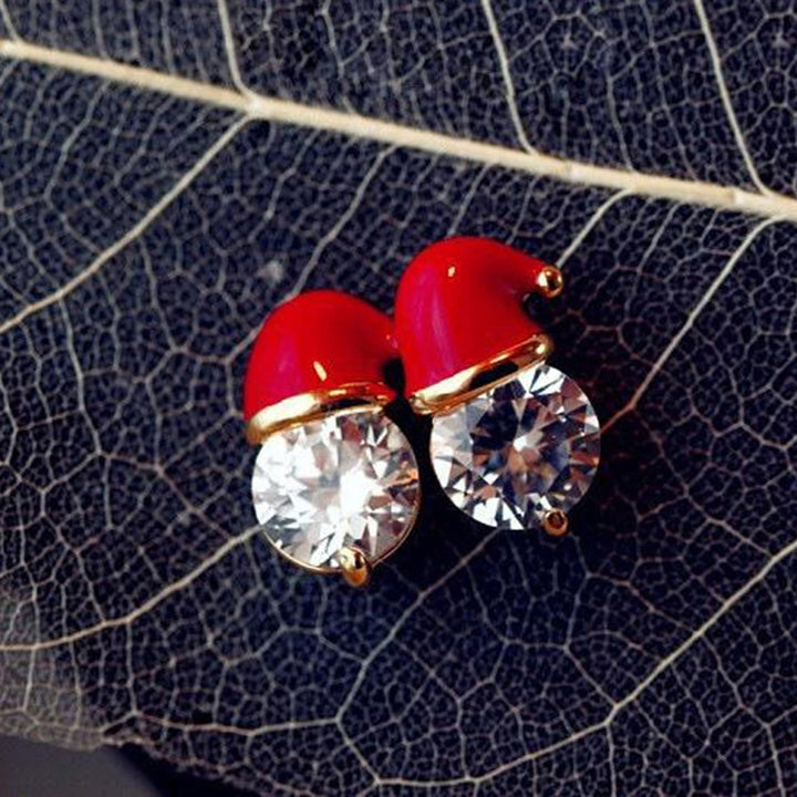 Earrings Christmas Hat Design Exquisite Alloy Rhinestones Inlaid Ear Studs for Women Image 6