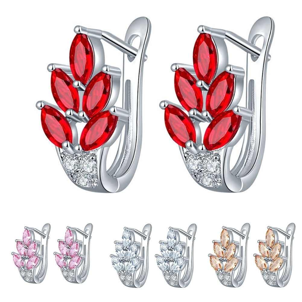 Women Cubic Zirconia Inlaid Huggie Earrings Wedding Engagement Jewelry Gift Image 6