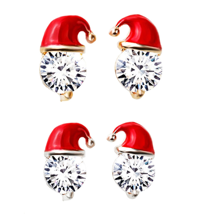 Earrings Christmas Hat Design Exquisite Alloy Rhinestones Inlaid Ear Studs for Women Image 9