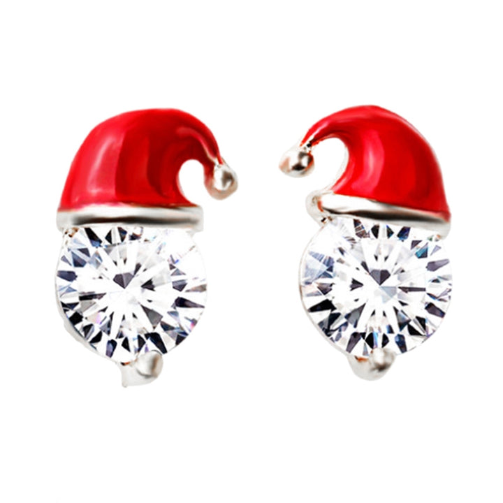 Earrings Christmas Hat Design Exquisite Alloy Rhinestones Inlaid Ear Studs for Women Image 10