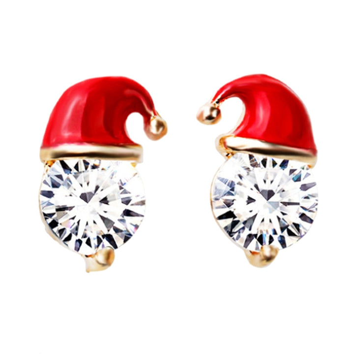 Earrings Christmas Hat Design Exquisite Alloy Rhinestones Inlaid Ear Studs for Women Image 11