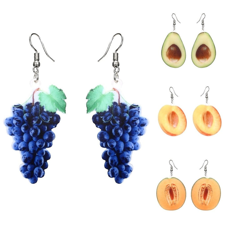 Cute Women Peach Grape Banana Fruit Dangle Hook Earrings Summer Jewelry Gift Image 11