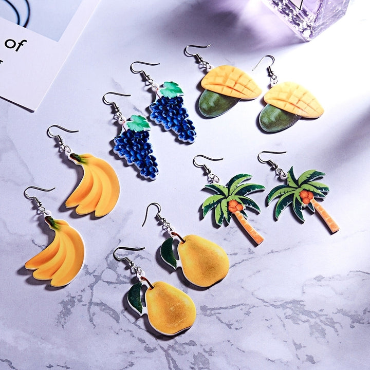 Cute Women Peach Grape Banana Fruit Dangle Hook Earrings Summer Jewelry Gift Image 12