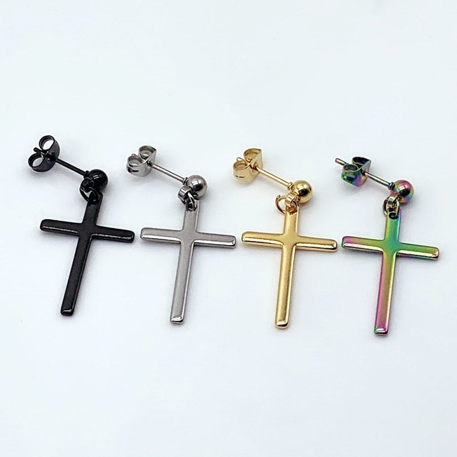 1Pc Punk Men Women Stainless Steel Cross Dangle Ear Stud Earring Party Jewelry Image 1