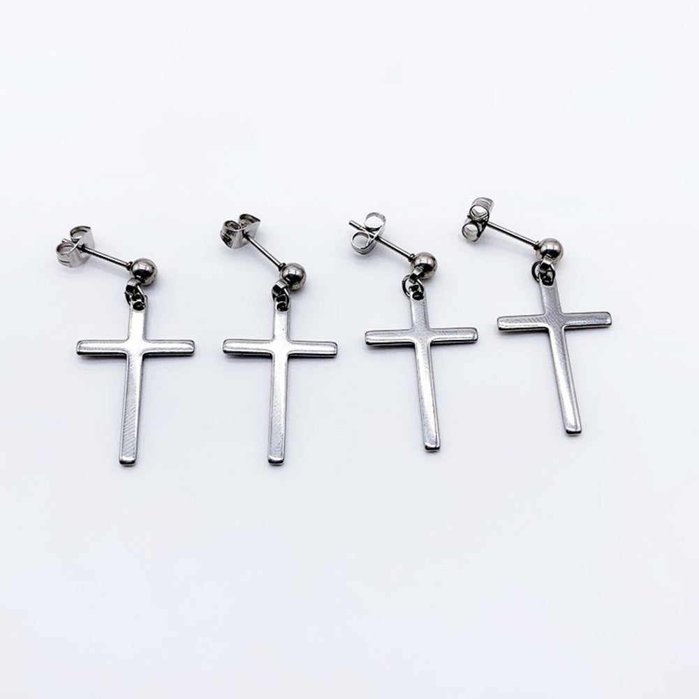 1Pc Punk Men Women Stainless Steel Cross Dangle Ear Stud Earring Party Jewelry Image 6