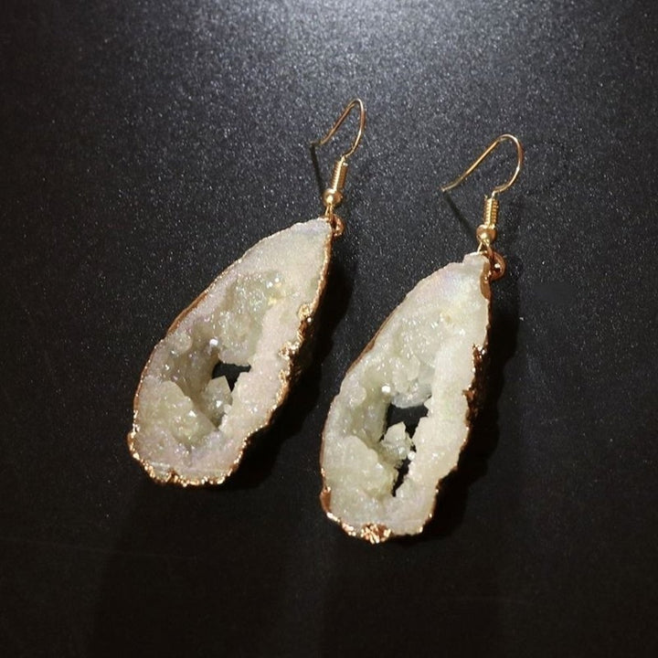 Creative Hollow Out Irregular Stone Drop Dangle Women Hook Earrings Jewelry Image 6