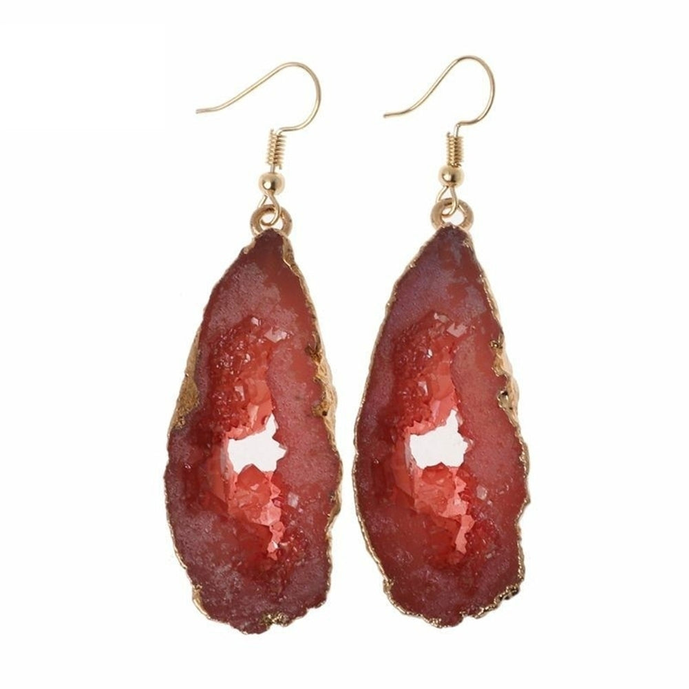 Creative Hollow Out Irregular Stone Drop Dangle Women Hook Earrings Jewelry Image 12