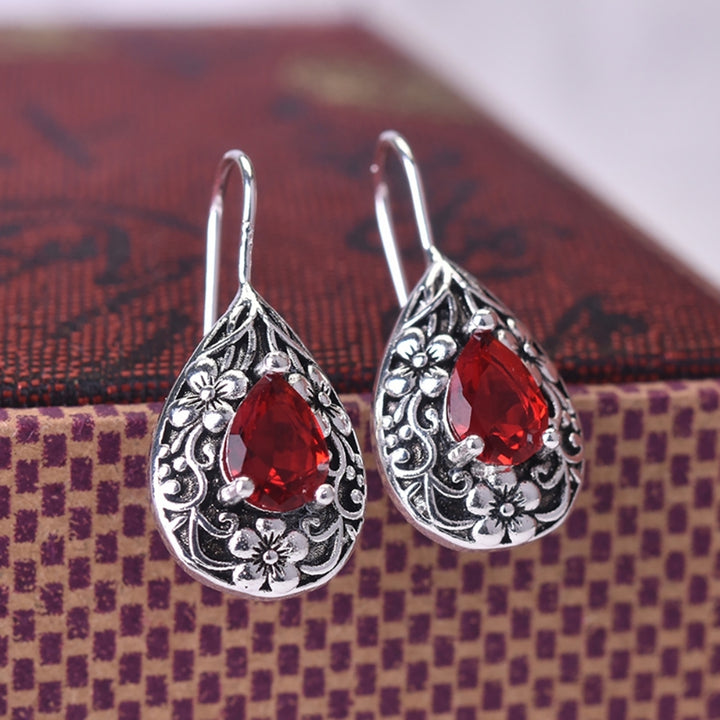 1 Pair Lady Earring Easy-cleaning Brilliant Cute Artificial Gem Ear Drop for Gift Image 7