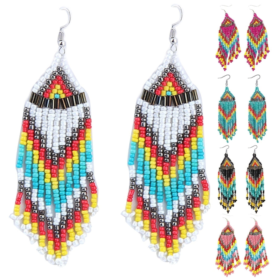 Bohemian Women Party Multicolor Beads Drop Dangle Statement Earrings Jewelry Image 1