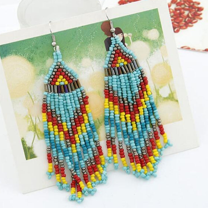 Bohemian Women Party Multicolor Beads Drop Dangle Statement Earrings Jewelry Image 3