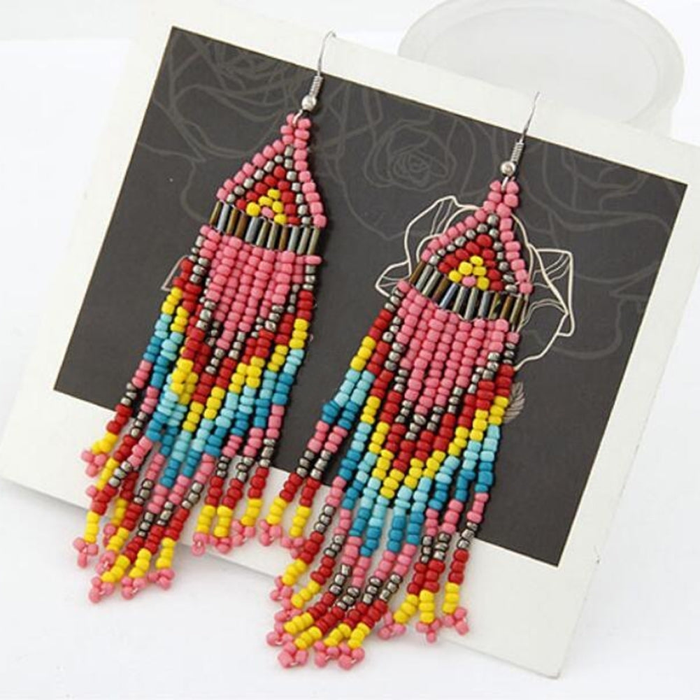 Bohemian Women Party Multicolor Beads Drop Dangle Statement Earrings Jewelry Image 4